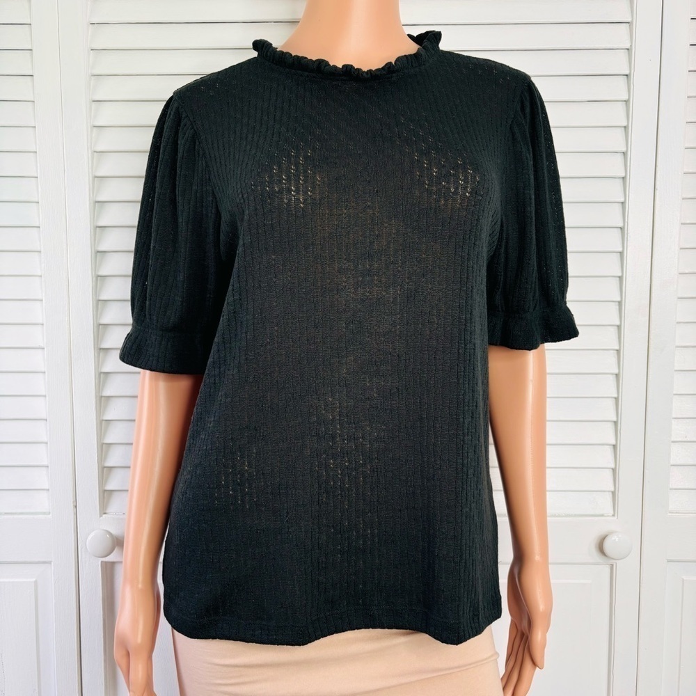 2/$25 J. CREW Black Lightweight Short Sleeve Sweater Size Large
